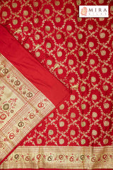 Red Banarasi Bridal Saree - MIRASILKS Red Banarasi Bridal Saree