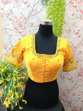 Yellow Blue with royal blue and golden embroidery