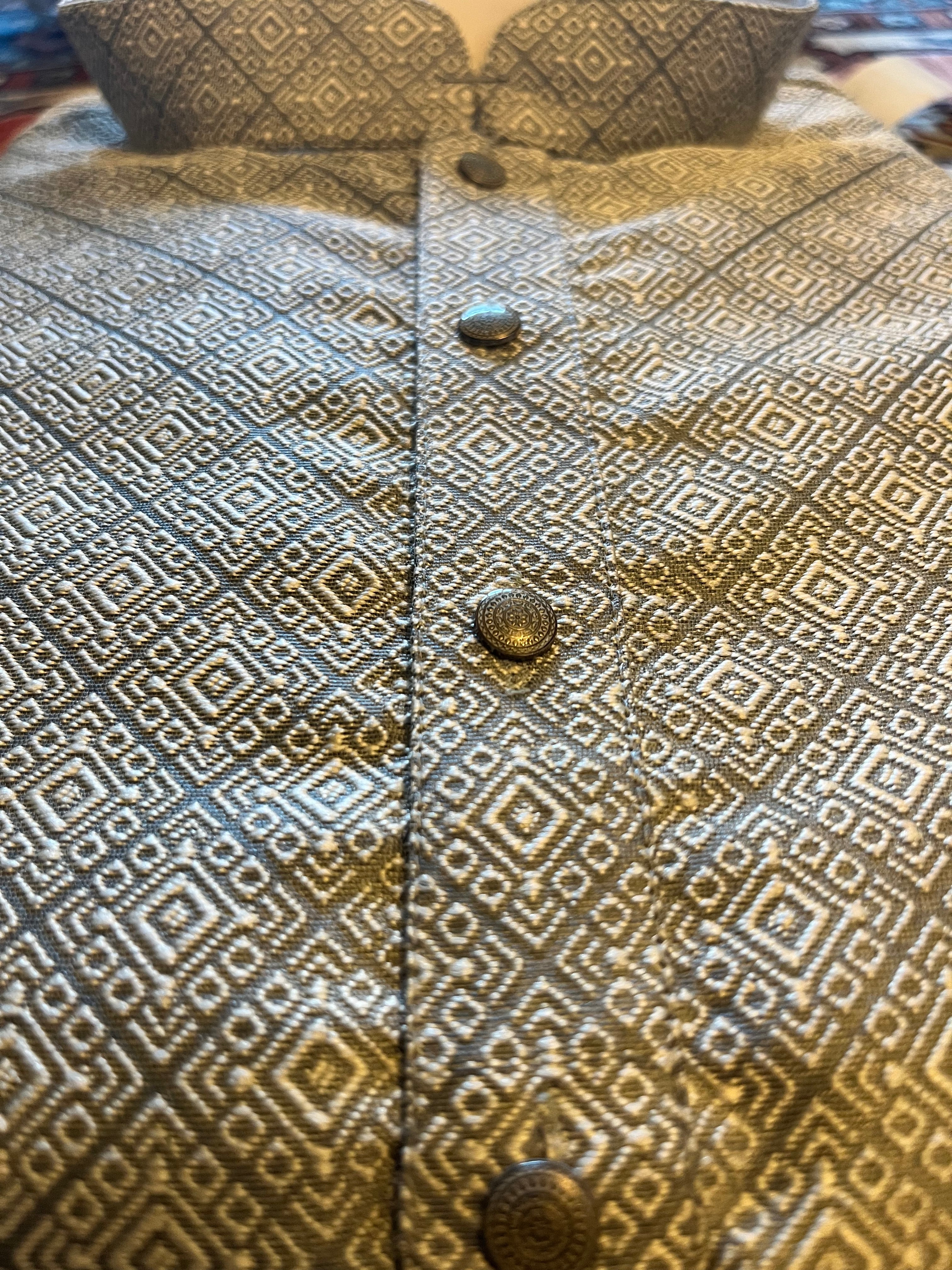 Ash Gray Jacquard Kurta Set - MIRASILKS Ash Gray Jacquard Kurta Set