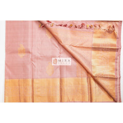 Coral Cream Kanjivaram Silk Saree - MIRASILKS Coral Cream Kanjivaram Silk Saree