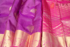 Dull Purple Kanjivaram saree with pink border - MIRASILKS Dull Purple Kanjivaram saree with pink border