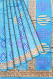 Sky Blue Crepe Floral Printed Saree - MIRASILKS Sky Blue Crepe Floral Printed Saree