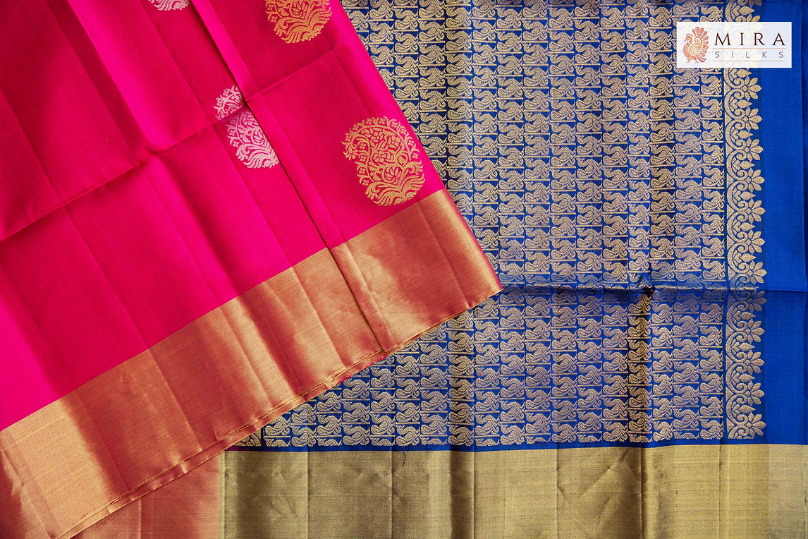 Hot pink navy blue soft silk - MIRASILKS Hot pink navy blue soft silk