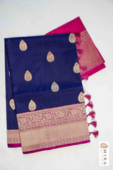 Navy Blue Banaras Katan saree - MIRASILKS Navy Blue Banaras Katan saree
