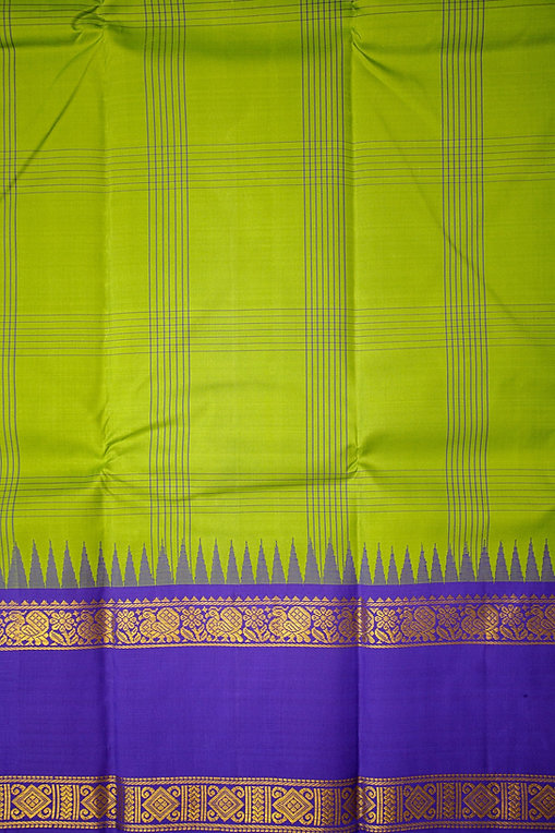 Peas Green Kanjivaram Silk Saree WITH BLOUSE - MIRASILKS Peas Green Kanjivaram Silk Saree WITH BLOUSE