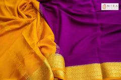Purple and yellow mysore silk saree - MIRASILKS Purple and yellow mysore silk saree