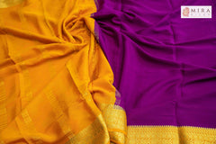 Purple and yellow mysore silk saree - MIRASILKS Purple and yellow mysore silk saree