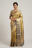 Golden color Kanjivaram Saree with Grey color border