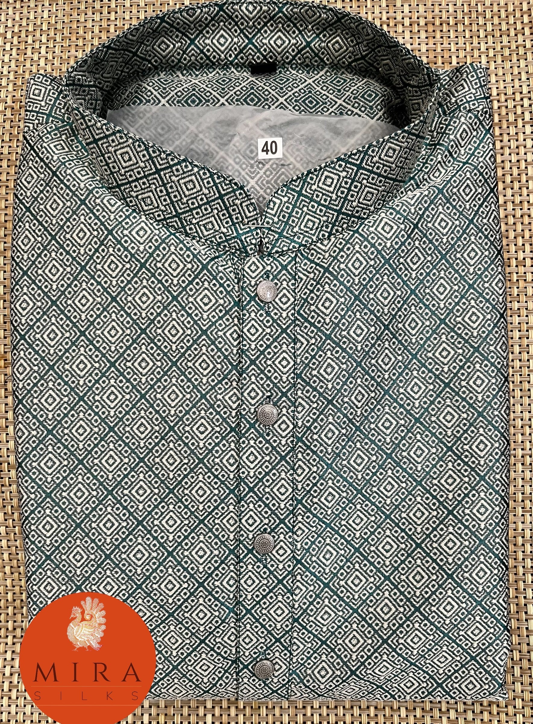 Green Jacquard Kurta Set - MIRASILKS Green Jacquard Kurta Set