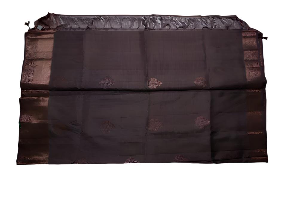 Wenge Kanjivaram Saree with Broad Zari Border - MIRASILKS Wenge Kanjivaram Saree with Broad Zari Border