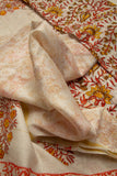 White Chanderi Vanspathi Saree with Orange Floral Print - MIRASILKS White Chanderi Vanspathi Saree with Orange Floral Print