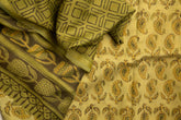 Pale Yellow Chanderi Saree With Stitched Blouse - MIRASILKS Pale Yellow Chanderi Saree With Stitched Blouse