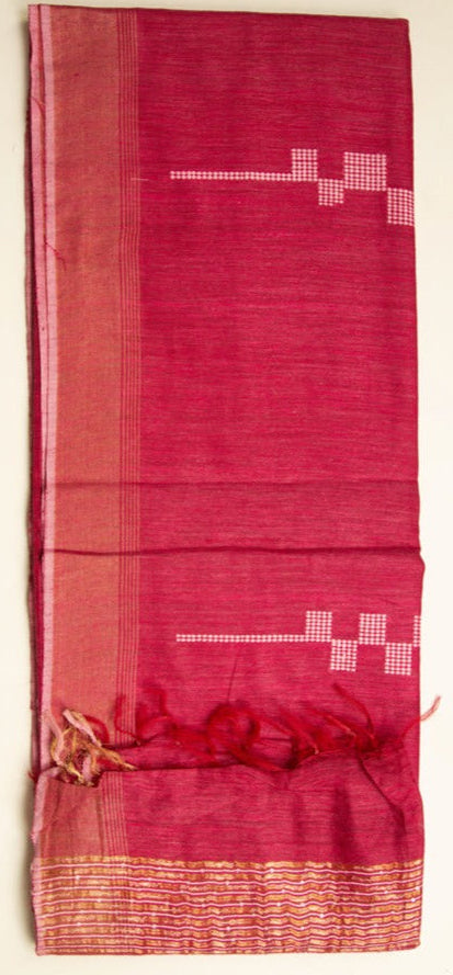 Pink Chanderi Dupion Weaving Saree - MIRASILKS Pink Chanderi Dupion Weaving Saree