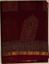 Maroon Chanderi Saree With Stitched Blouse - MIRASILKS Maroon Chanderi Saree With Stitched Blouse