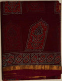 Maroon Chanderi Saree With Stitched Blouse - MIRASILKS Maroon Chanderi Saree With Stitched Blouse