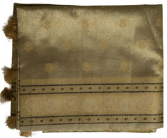 Silver Pure Tissue Saree With Pale Gold Pallu - MIRASILKS Silver Pure Tissue Saree With Pale Gold Pallu