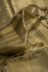 Silver Pure Tissue Saree With Pale Gold Pallu - MIRASILKS Silver Pure Tissue Saree With Pale Gold Pallu