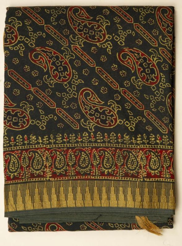 Dark Green Chanderi Saree With Temple Print and Golden Border - MIRASILKS Dark Green Chanderi Saree With Temple Print and Golden Border