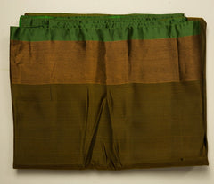 Parrot green with Bronze Semi-Silk Saree with stitched Blouse - MIRASILKS Parrot green with Bronze Semi-Silk Saree with stitched Blouse