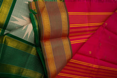 Beige Kanjivaram Saree with Red & Dark Green Border - MIRASILKS Beige Kanjivaram Saree with Red & Dark Green Border