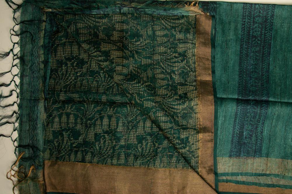 Green Moonga Pure Tissue Saree - MIRASILKS Green Moonga Pure Tissue Saree