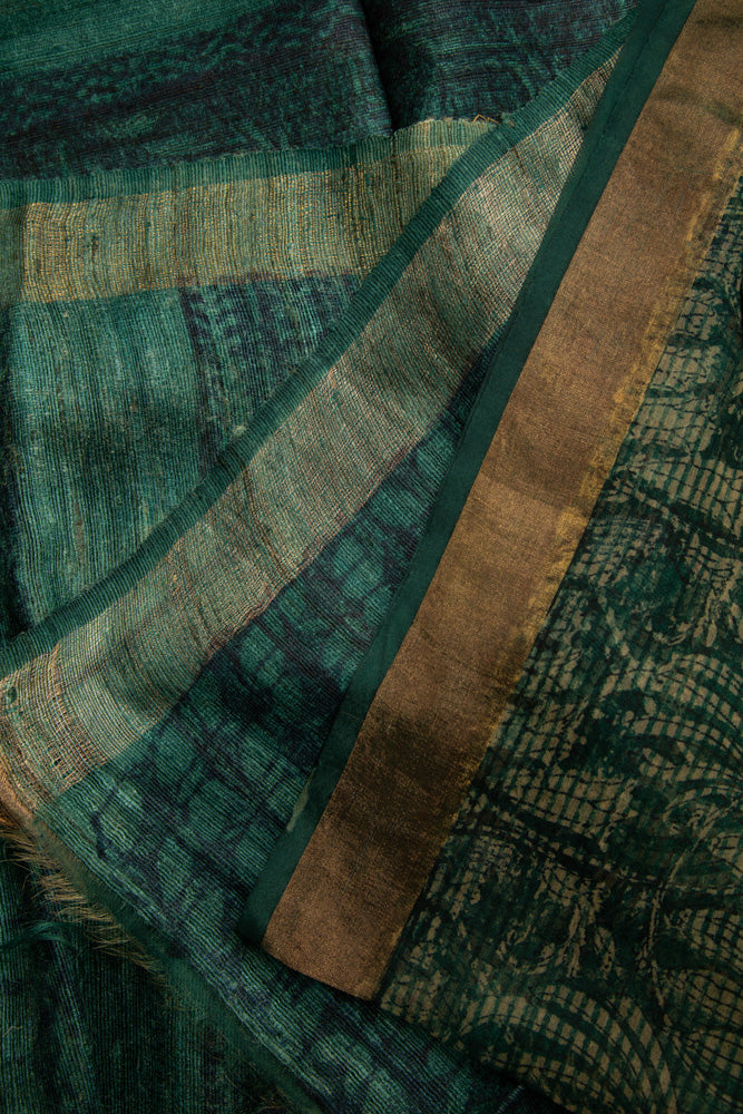 Green Moonga Pure Tissue Saree - MIRASILKS Green Moonga Pure Tissue Saree