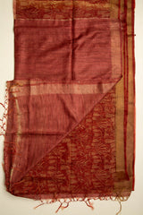 Brown Rust Pure Tissue Moonga saree - MIRASILKS Brown Rust Pure Tissue Moonga saree