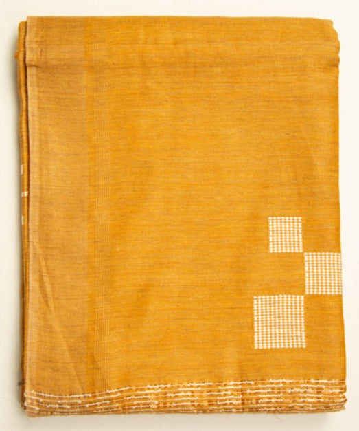 Mustard Yellow Chanderi Dupion Weaving Print Saree - MIRASILKS Mustard Yellow Chanderi Dupion Weaving Print Saree