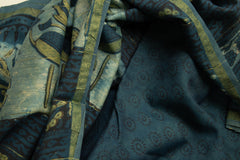 Green Floral Chanderi with organic print Saree and Stitched Blouse - MIRASILKS Green Floral Chanderi with organic print Saree and Stitched Blouse