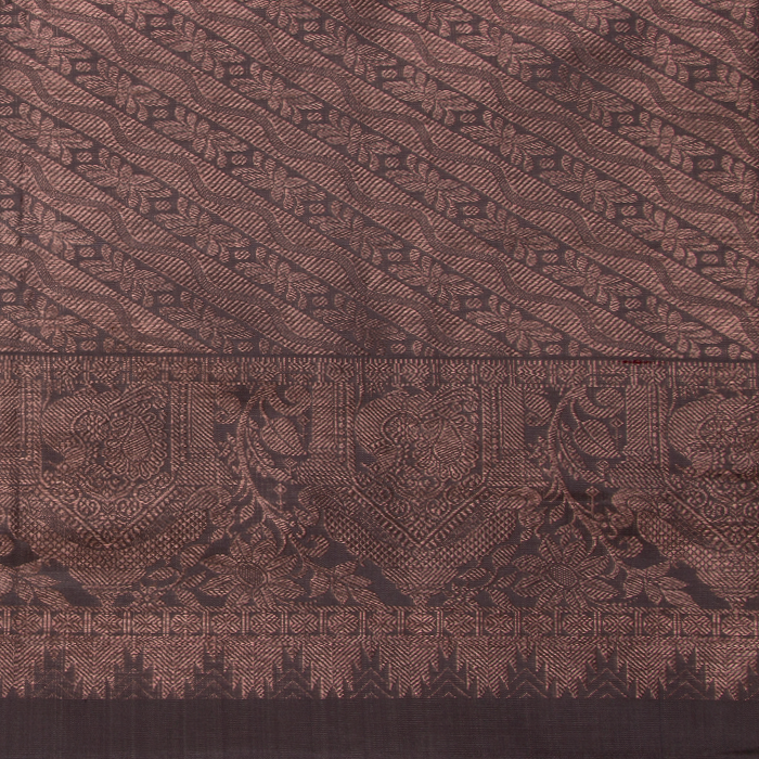 Wenge Kanjivaram Saree with Broad Zari Border - MIRASILKS Wenge Kanjivaram Saree with Broad Zari Border