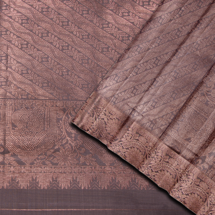 Wenge Kanjivaram Saree with Broad Zari Border - MIRASILKS Wenge Kanjivaram Saree with Broad Zari Border
