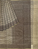 Cream with black banaras kora saree - MIRASILKS Cream with black banaras kora saree