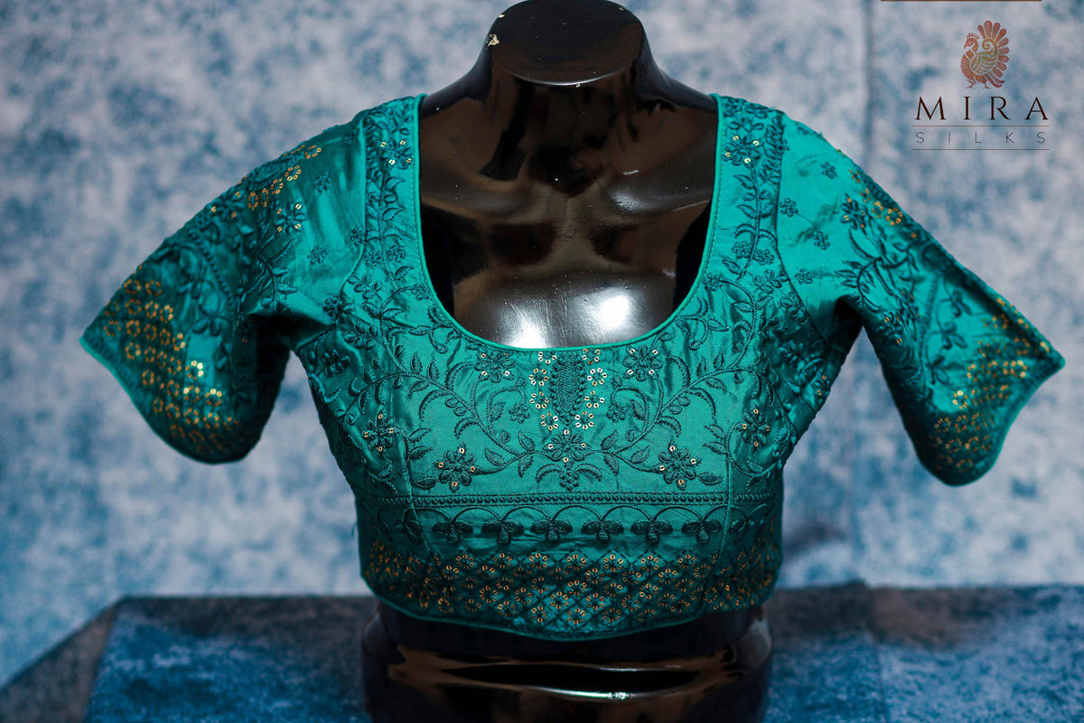 Peacock Green Embroidered Blouse
