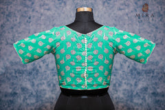 Green Blouse with White Floral Design