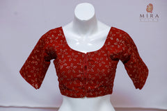 Dark Red Blouse with Beautiful Sequins Work