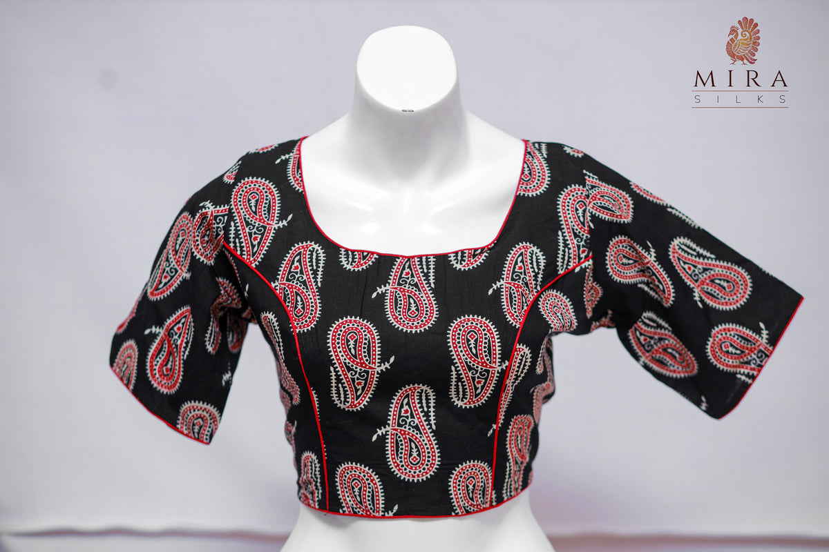 Black and Red Printed Blouse