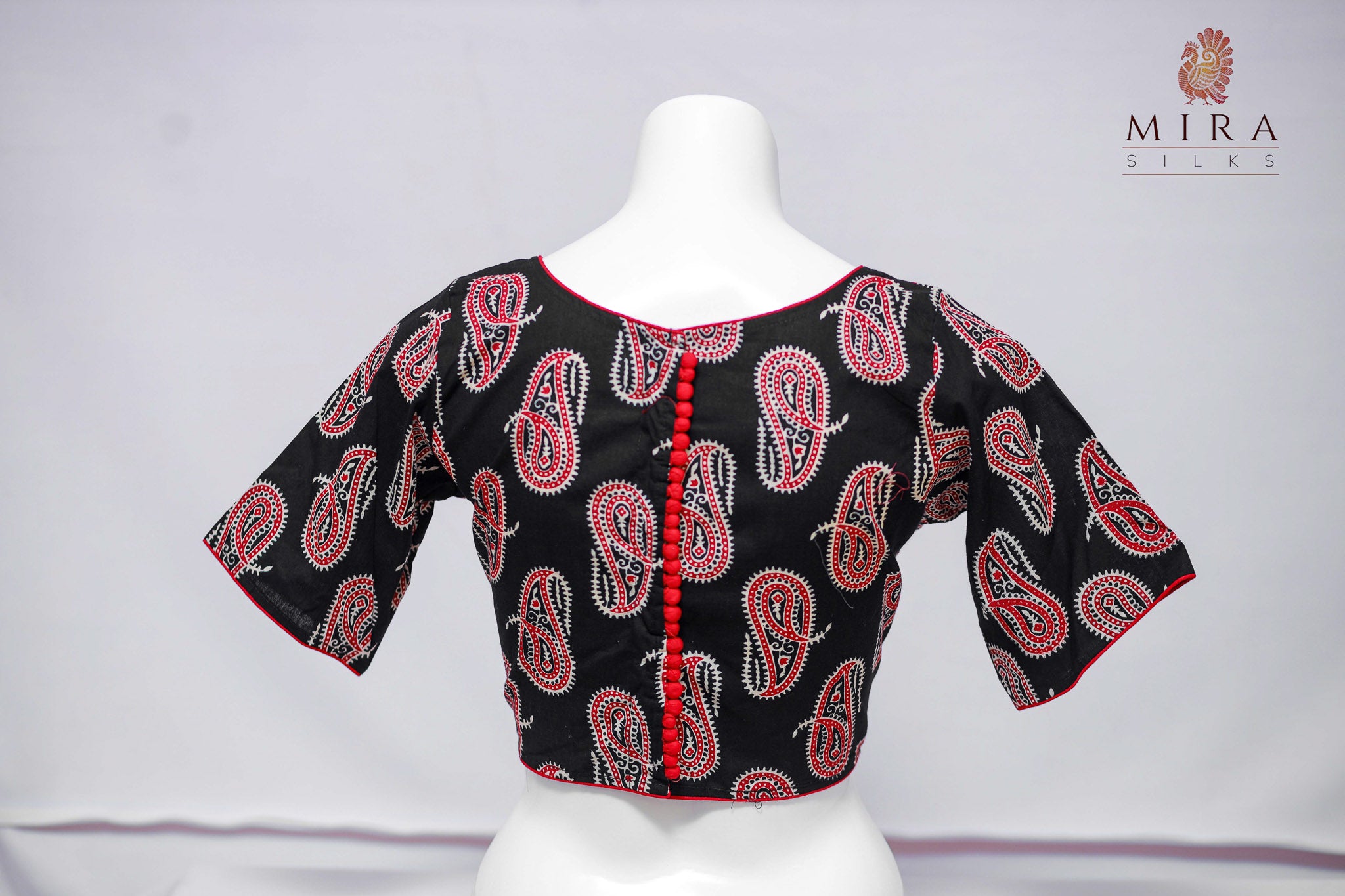 Black and Red Printed Blouse