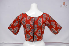 Red Blouse with Black and White Prints