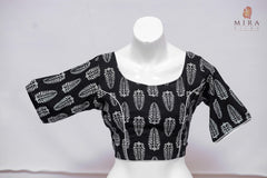 Black Blouse with White Printed Design