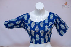 Royal Blue Blouse with Printed Design