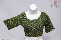 Dark Green Blouse Sequin Work