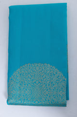 Turquoise Blue Kanjivaram Saree with Coral Pallu