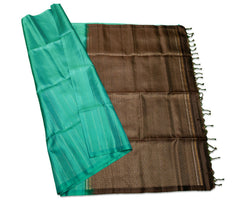 Persian Green Vairaoosi Soft Silk Saree with Coffee Brown Pallu