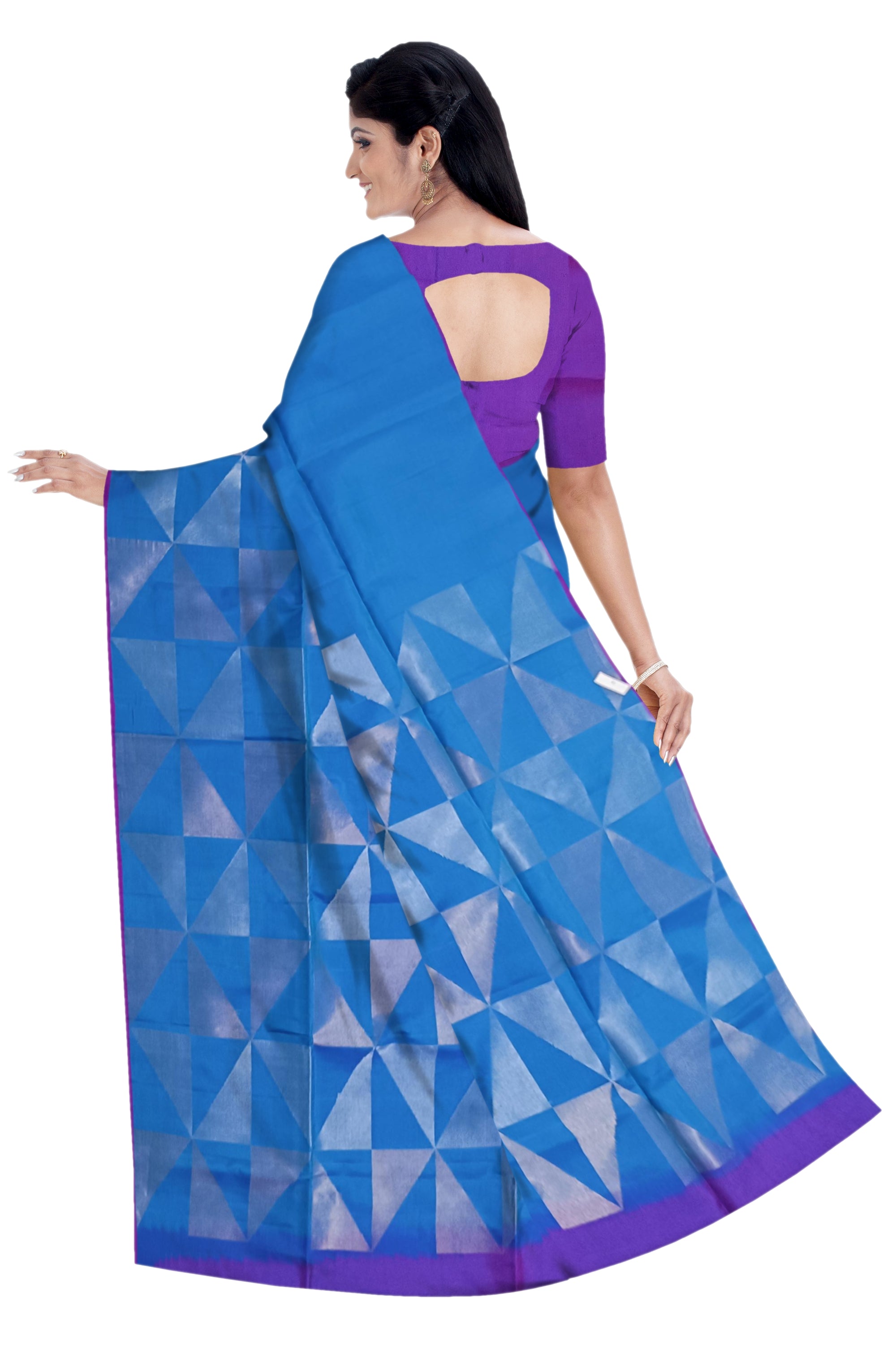 Ink Blue Soft Silk Saree With Silver Patterns