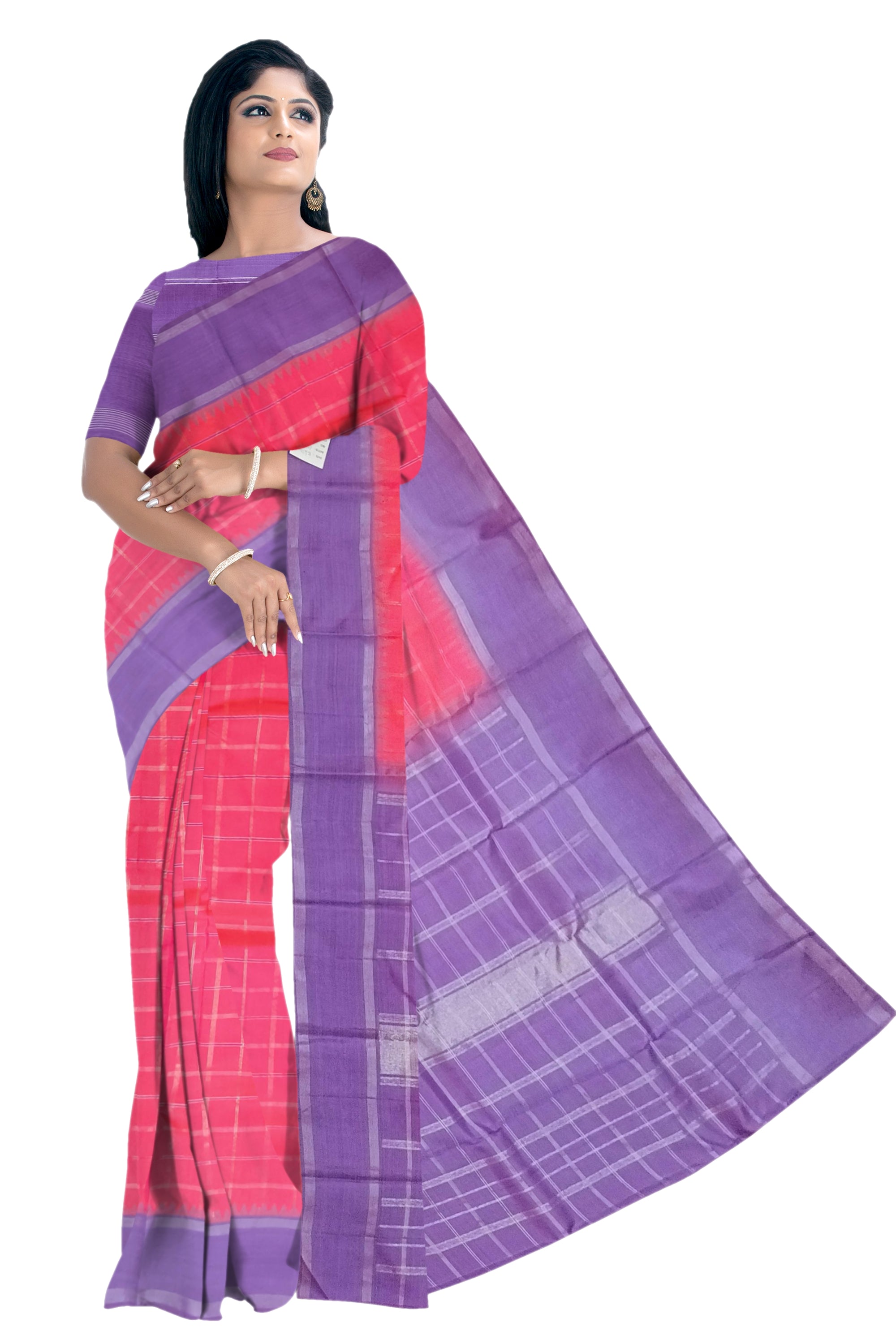 Watermelon Pink Korvai Kanjivaram Saree