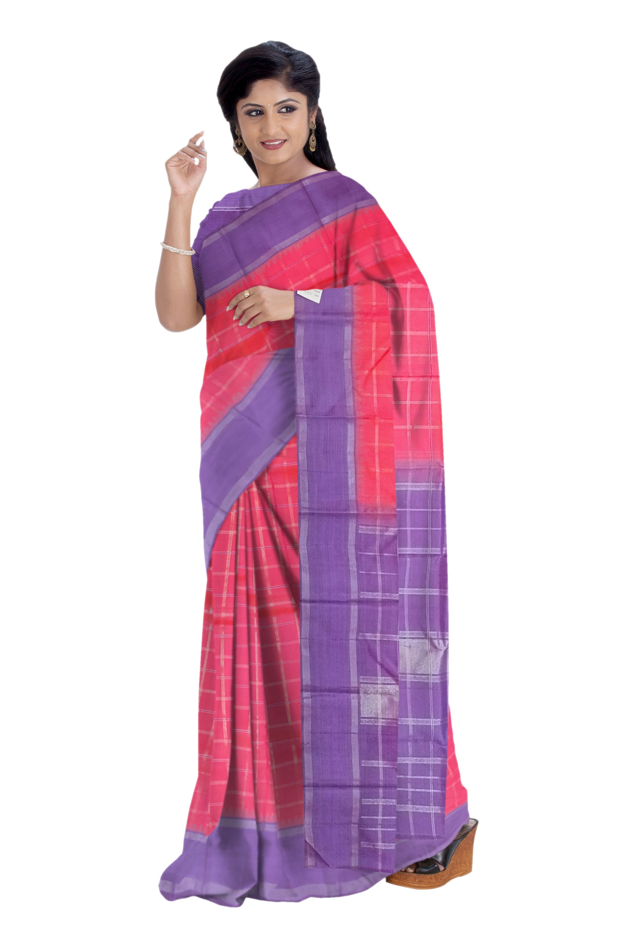 Watermelon Pink Korvai Kanjivaram Saree