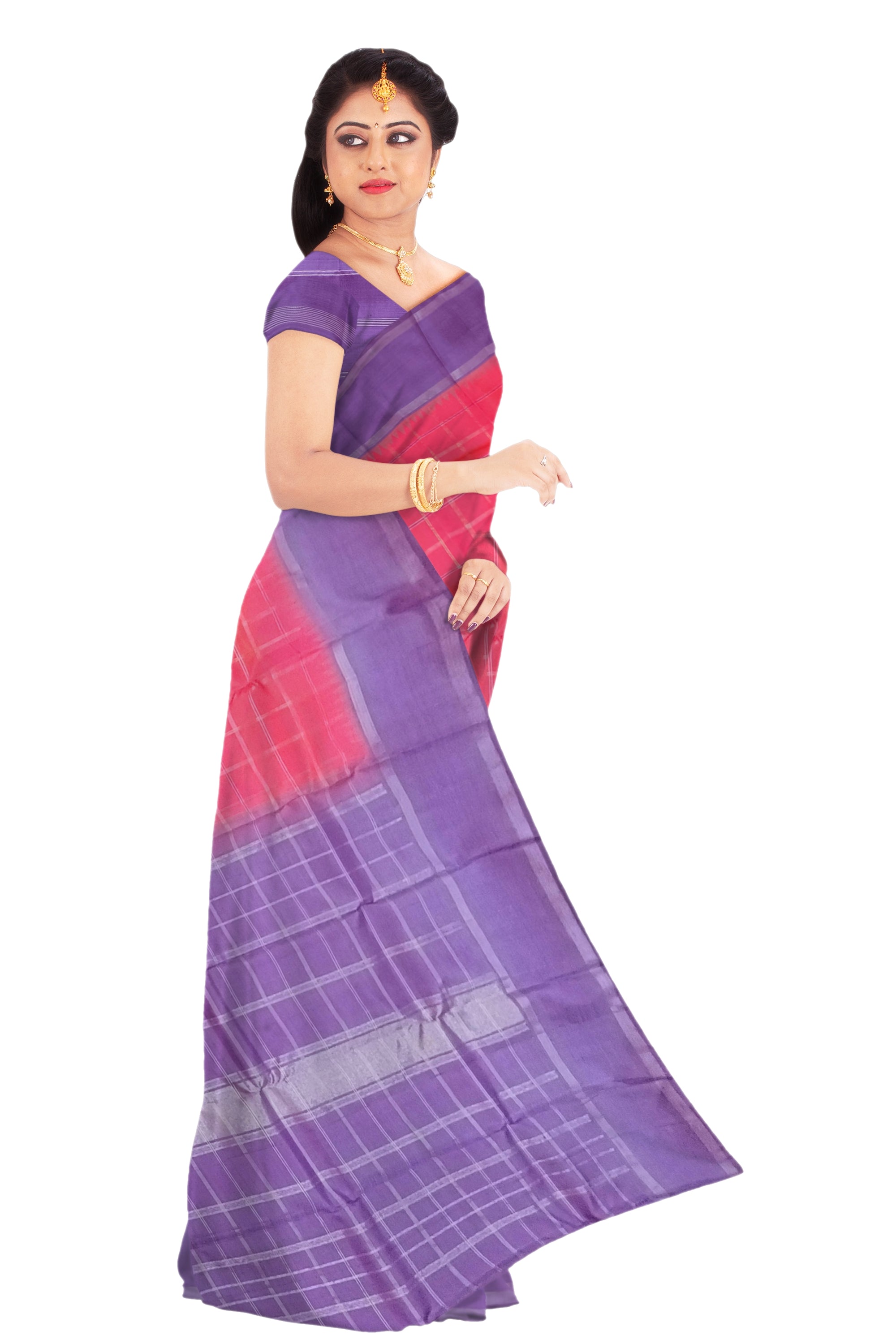 Watermelon Pink Korvai Kanjivaram Saree