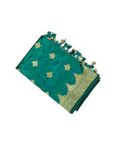 Teal color Banaras Katan Saree