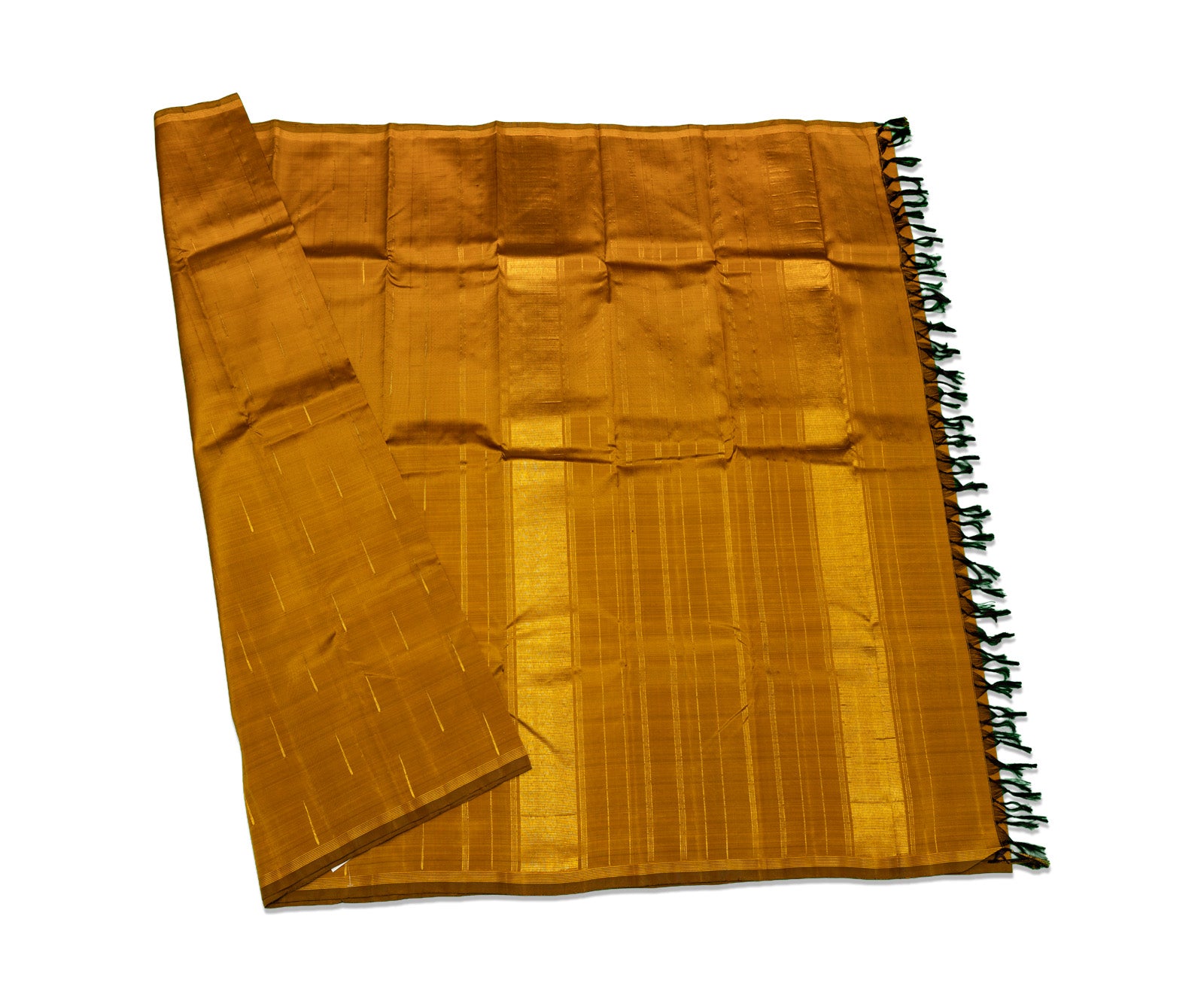 Bright Mustard Kanjivaram Saree with Gold Zari Border