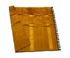 Bright Mustard Kanjivaram Saree with Gold Zari Border